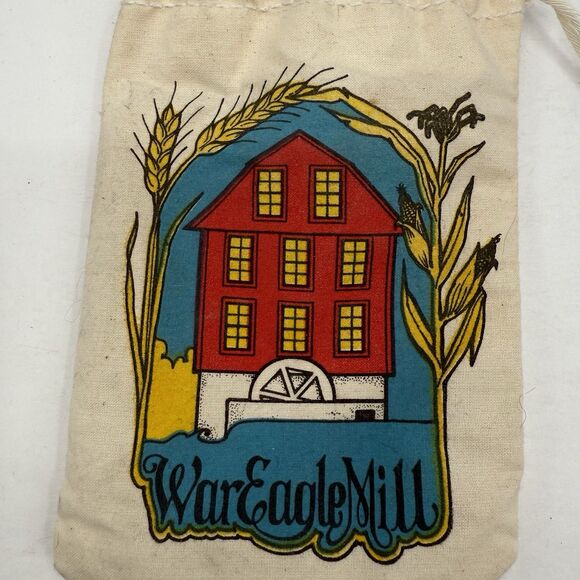 Handmade War Eagle Mill Small Drawstring Bag 7”x5” Graphic Print - Picture 2 of 7